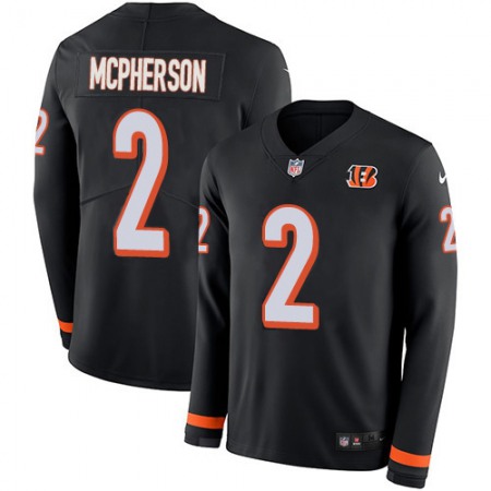 Nike Bengals #2 Evan McPherson Black Team Color Youth Stitched NFL Limited Therma Long Sleeve Jersey