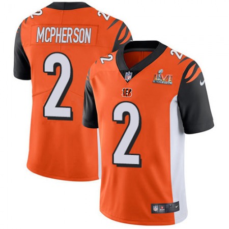 Nike Bengals #2 Evan McPherson Orange Alternate Super Bowl LVI Patch Youth Stitched NFL Vapor Untouchable Limited Jersey