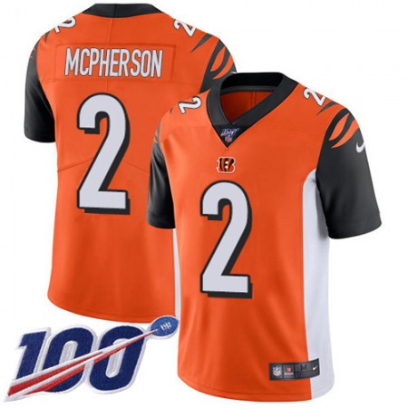 Nike Bengals #2 Evan McPherson Orange Alternate Youth Stitched NFL 100th Season Vapor Untouchable Limited Jersey