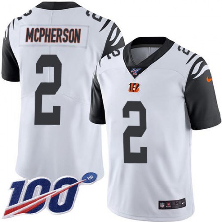 Nike Bengals #2 Evan McPherson White Youth Stitched NFL Limited Rush 100th Season Jersey