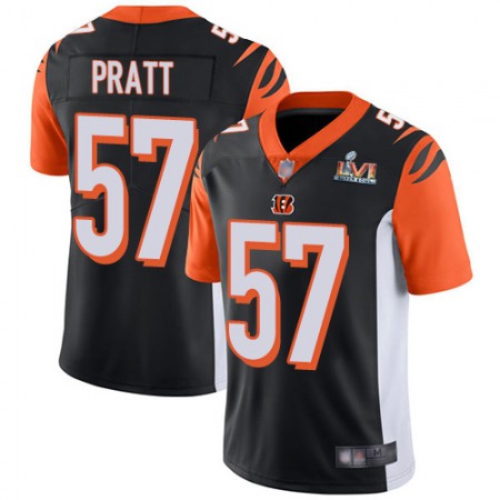 Nike Bengals #57 Germaine Pratt Black Team Color Super Bowl LVI Patch Youth Stitched NFL Vapor Untouchable Limited Jersey