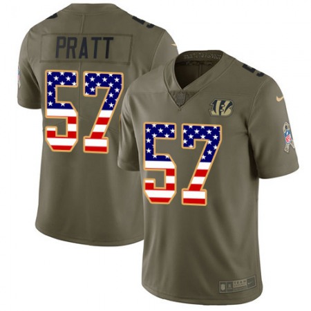 Nike Bengals #57 Germaine Pratt Olive/USA Flag Youth Stitched NFL Limited 2017 Salute To Service Jersey