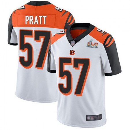 Nike Bengals #57 Germaine Pratt White Super Bowl LVI Patch Youth Stitched NFL Vapor Untouchable Limited Jersey