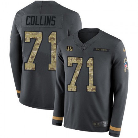 Nike Bengals #71 La'el Collins Anthracite Salute to Service Youth Stitched NFL Limited Therma Long Sleeve Jersey