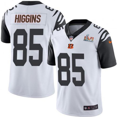 Nike Bengals #85 Tee Higgins White Super Bowl LVI Patch Youth Stitched NFL Limited Rush Jersey