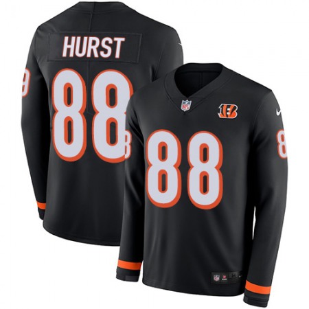 Nike Bengals #88 Hayden Hurst Black Team Color Youth Stitched NFL Limited Therma Long Sleeve Jersey