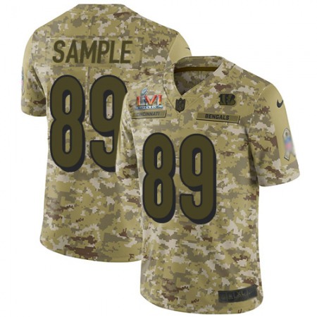 Nike Bengals #89 Drew Sample Camo Super Bowl LVI Patch Youth Stitched NFL Limited 2018 Salute To Service Jersey