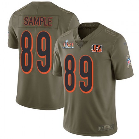 Nike Bengals #89 Drew Sample Olive Super Bowl LVI Patch Youth Stitched NFL Limited 2017 Salute To Service Jersey