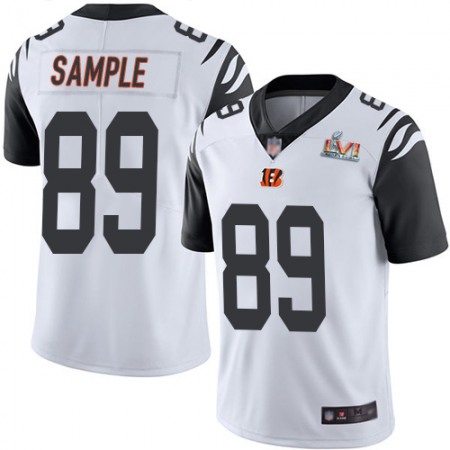 Nike Bengals #89 Drew Sample White Super Bowl LVI Patch Youth Stitched NFL Limited Rush Jersey