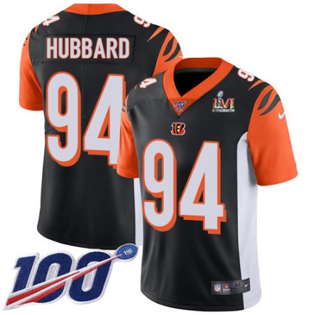 Nike Bengals #94 Sam Hubbard Black Team Color Super Bowl LVI Patch Youth Stitched NFL 100th Season Vapor Limited Jersey