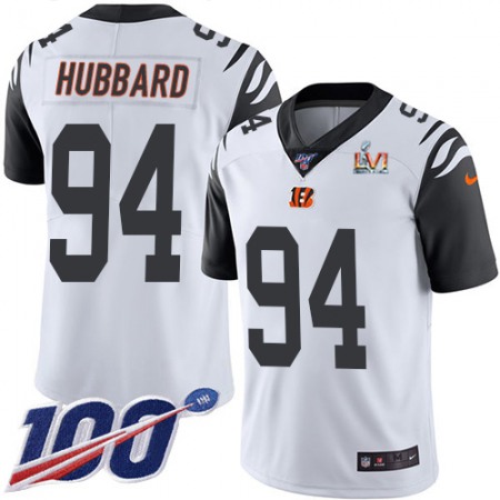 Nike Bengals #94 Sam Hubbard White Super Bowl LVI Patch Youth Stitched NFL Limited Rush 100th Season Jersey