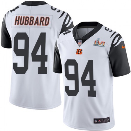 Nike Bengals #94 Sam Hubbard White Super Bowl LVI Patch Youth Stitched NFL Limited Rush Jersey