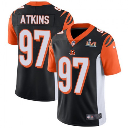 Nike Bengals #97 Geno Atkins Black Team Color Super Bowl LVI Patch Youth Stitched NFL Vapor Untouchable Limited Jersey