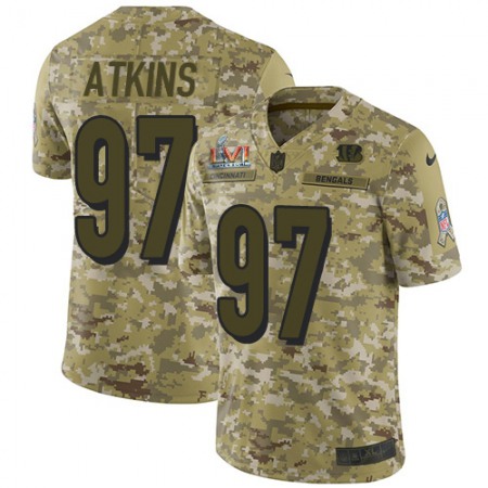 Nike Bengals #97 Geno Atkins Camo Super Bowl LVI Patch Youth Stitched NFL Limited 2018 Salute To Service Jersey