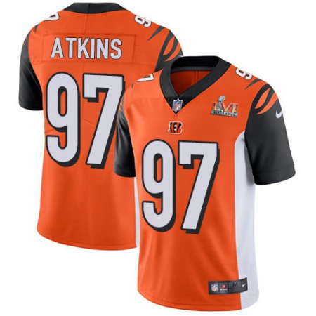Nike Bengals #97 Geno Atkins Orange Alternate Super Bowl LVI Patch Youth Stitched NFL Vapor Untouchable Limited Jersey
