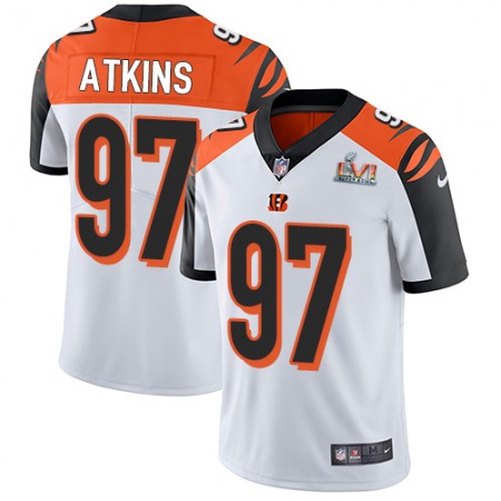Nike Bengals #97 Geno Atkins White White Super Bowl LVI Patch Youth Stitched NFL Vapor Untouchable Limited Jersey