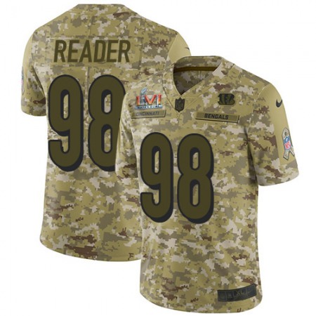 Nike Bengals #98 D.J. Reader Camo Super Bowl LVI Patch Youth Stitched NFL Limited 2018 Salute To Service Jersey
