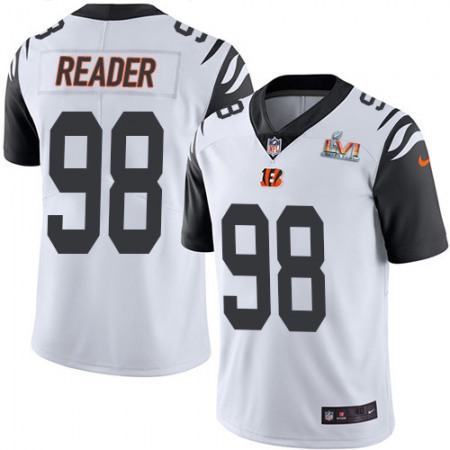 Nike Bengals #98 D.J. Reader White Super Bowl LVI Patch Youth Stitched NFL Limited Rush Jersey