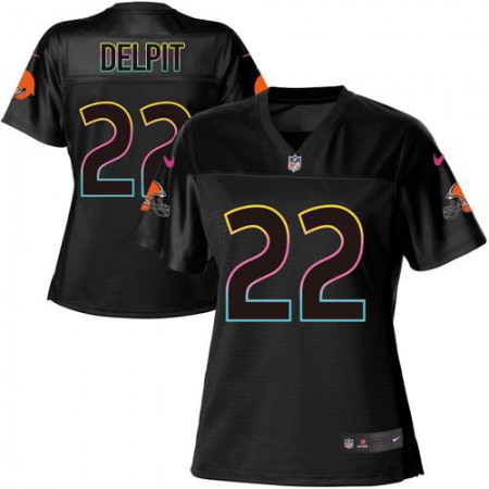 Nike Browns #22 Grant Delpit Black Women's NFL Fashion Game Jersey