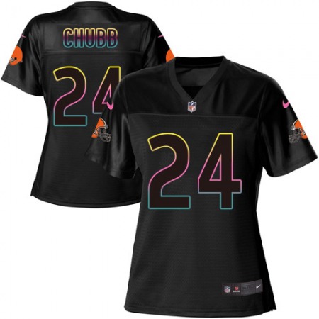 Nike Browns #24 Nick Chubb Black Women's NFL Fashion Game Jersey