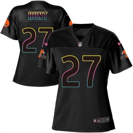 Nike Browns #27 Kareem Hunt Black Women's NFL Fashion Game Jersey