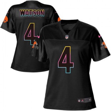 Nike Browns #4 Deshaun Watson Black Women's NFL Fashion Game Jersey