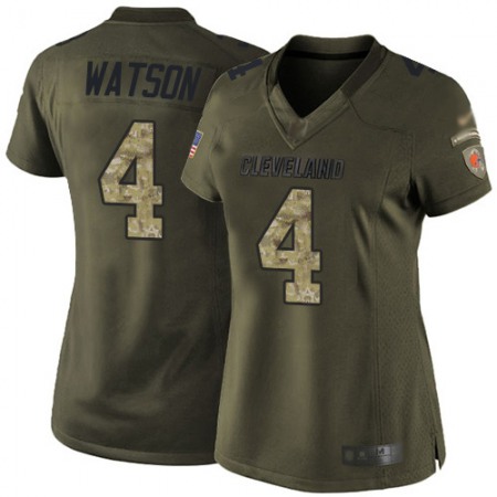 Nike Browns #4 Deshaun Watson Green Women's Stitched NFL Limited 2015 Salute to Service Jersey