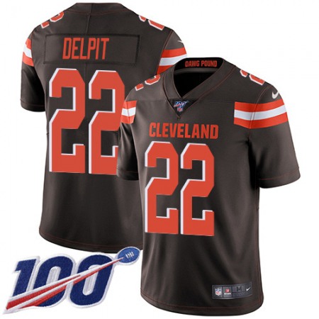 Nike Browns #22 Grant Delpit Brown Team Color Youth Stitched NFL 100th Season Vapor Untouchable Limited Jersey