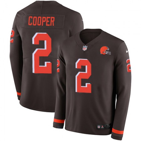 Nike Browns #2 Amari Cooper Brown Team Color Youth Stitched NFL Limited Therma Long Sleeve Jersey