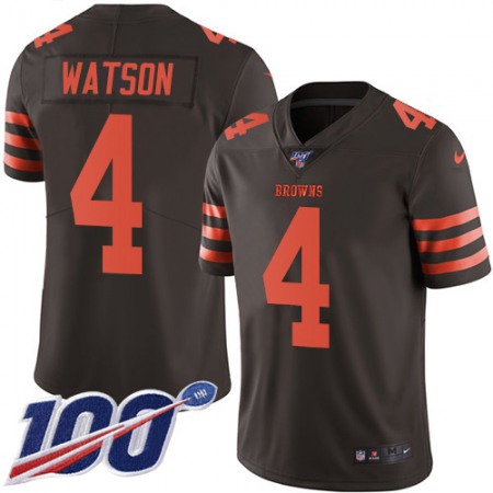 Nike Browns #4 Deshaun Watson Brown Youth Stitched NFL Limited Rush 100th Season Jersey