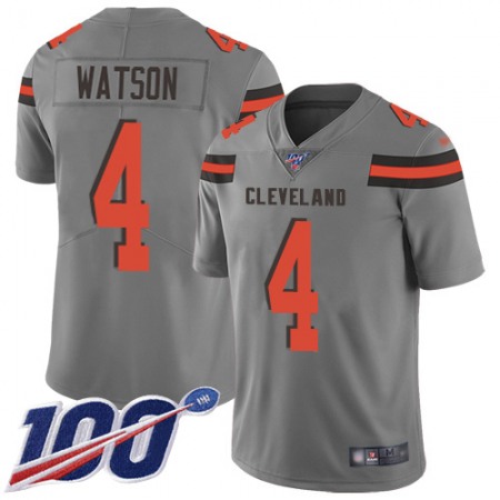Nike Browns #4 Deshaun Watson Gray Youth Stitched NFL Limited Inverted Legend 100th Season Jersey