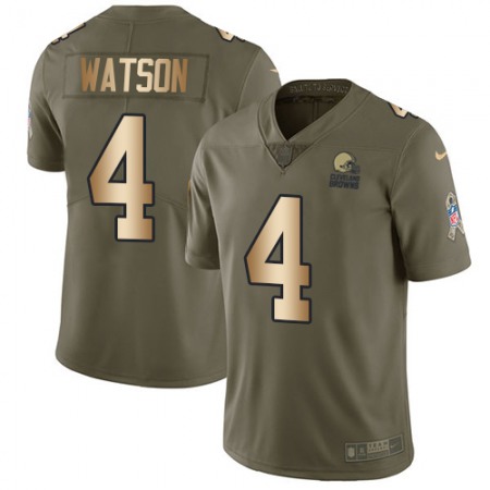 Nike Browns #4 Deshaun Watson Olive/Gold Youth Stitched NFL Limited 2017 Salute To Service Jersey