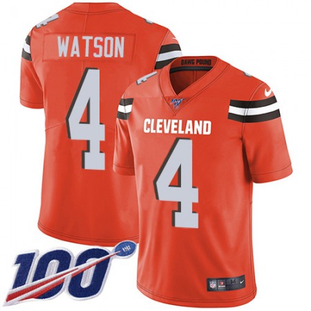 Nike Browns #4 Deshaun Watson Orange Alternate Youth Stitched NFL 100th Season Vapor Untouchable Limited Jersey