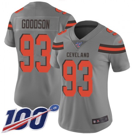 Nike Browns #93 B.J. Goodson Gray Women's Stitched NFL Limited Inverted Legend 100th Season Jersey