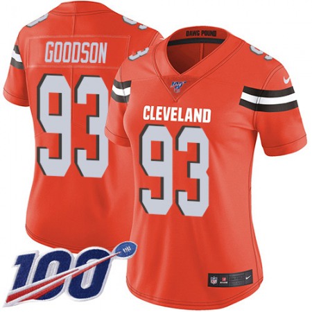 Nike Browns #93 B.J. Goodson Orange Alternate Women's Stitched NFL 100th Season Vapor Untouchable Limited Jersey