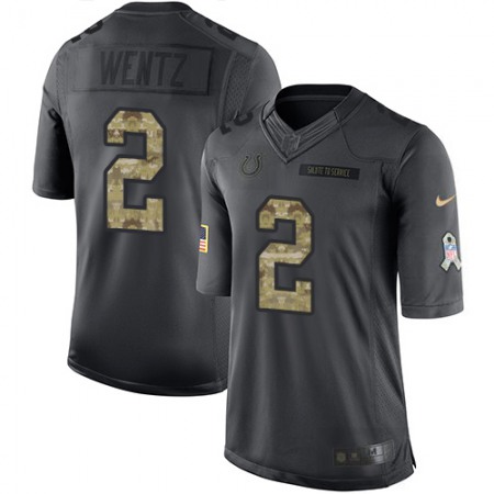 Indianapolis Colts #2 Carson Wentz Black Youth Stitched NFL Limited 2016 Salute to Service Jersey