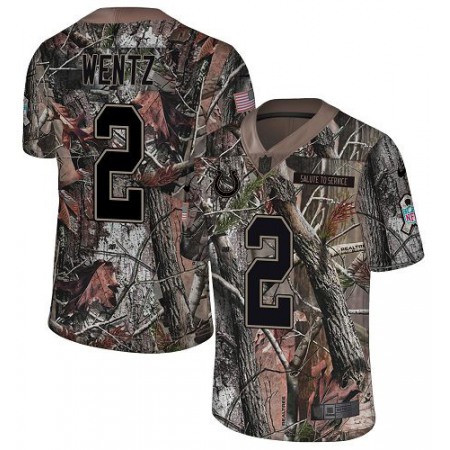 Indianapolis Colts #2 Carson Wentz Camo Youth Stitched NFL Limited Rush Realtree Jersey