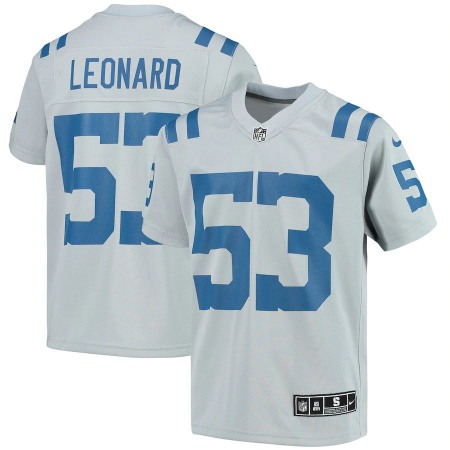 Indianapolis Colts #53 Shaquille Leonard Nike Youth Gray Inverted Team Game Jersey