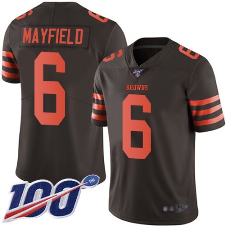 Nike Browns #6 Baker Mayfield Brown Youth Stitched NFL Limited Rush 100th Season Jersey