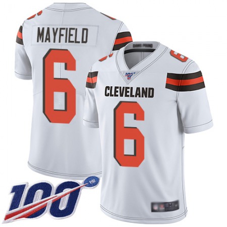 Nike Browns #6 Baker Mayfield White Youth Stitched NFL 100th Season Vapor Limited Jersey