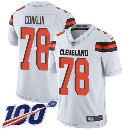 Nike Browns #78 Jack Conklin White Youth Stitched NFL 100th Season Vapor Untouchable Limited Jersey