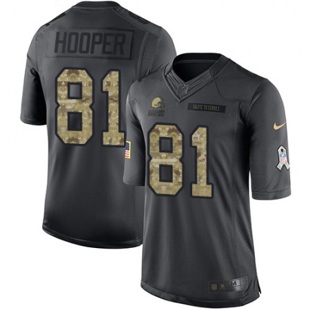 Nike Browns #81 Austin Hooper Black Youth Stitched NFL Limited 2016 Salute to Service Jersey