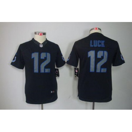 Nike Colts #12 Andrew Luck Black Impact Youth Stitched NFL Limited Jersey