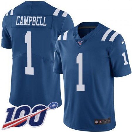 Nike Colts #1 Parris Campbell Royal Blue Youth Stitched NFL Limited Rush 100th Season Jersey