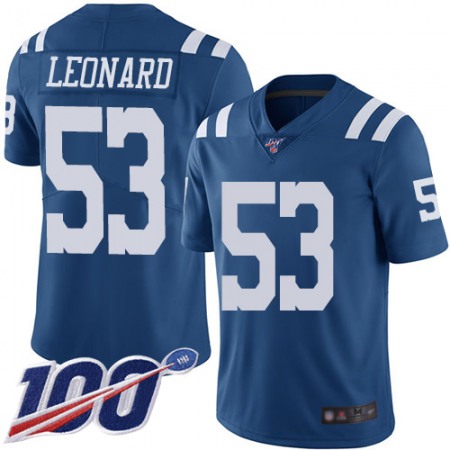 Nike Colts #53 Darius Leonard Royal Blue Youth Stitched NFL Limited Rush 100th Season Jersey