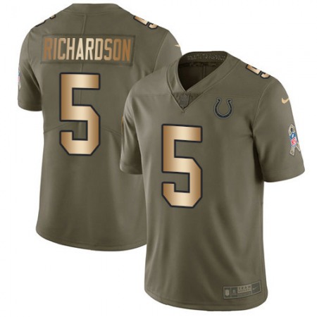 Nike Colts #5 Anthony Richardson Olive/Gold Youth Stitched NFL Limited 2017 Salute To Service Jersey