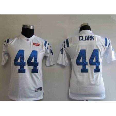 Colts #44 Dallas Clark White With Super Bowl Patch Stitched Youth NFL Jersey