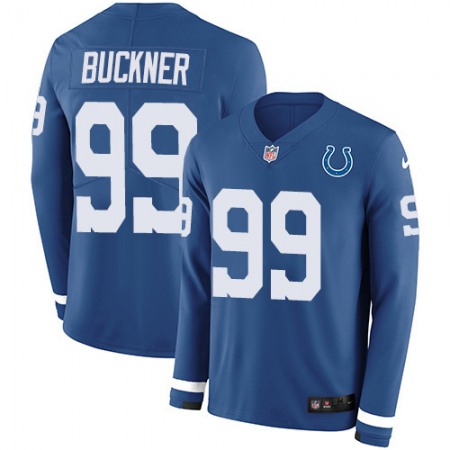 Nike Colts #99 DeForest Buckner Royal Blue Team Color Youth Stitched NFL Limited Therma Long Sleeve Jersey