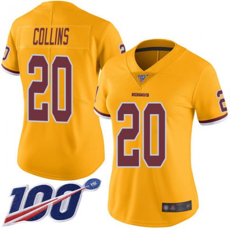 Nike Commanders #20 Landon Collins Gold Women's Stitched NFL Limited Rush 100th Season Jersey