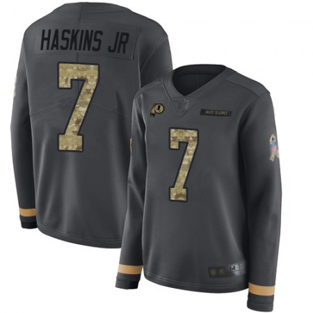 Nike Commanders #7 Dwayne Haskins Jr Anthracite Salute to Service Women's Stitched NFL Limited Therma Long Sleeve Jersey